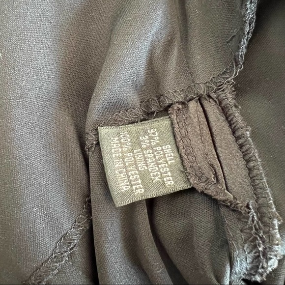 Hailey Adrianna Papell black satin dress zipper back cut out mini LBD ruched 7/8 - Picture 10 of 12